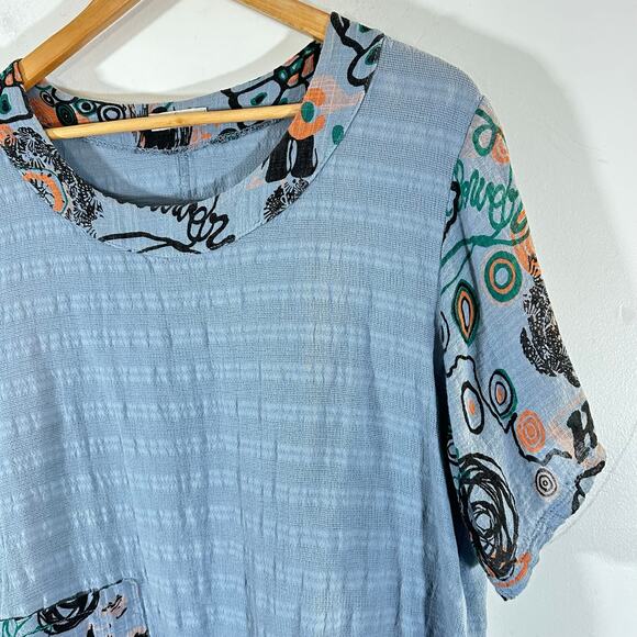 MADE IN ITALY Linen lagenlook artsy top Womans Large - Picture 3 of 7